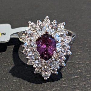 Size 7  4.21ct Mystic Raspberry Topaz and White Topaz Sterling Silver Ring